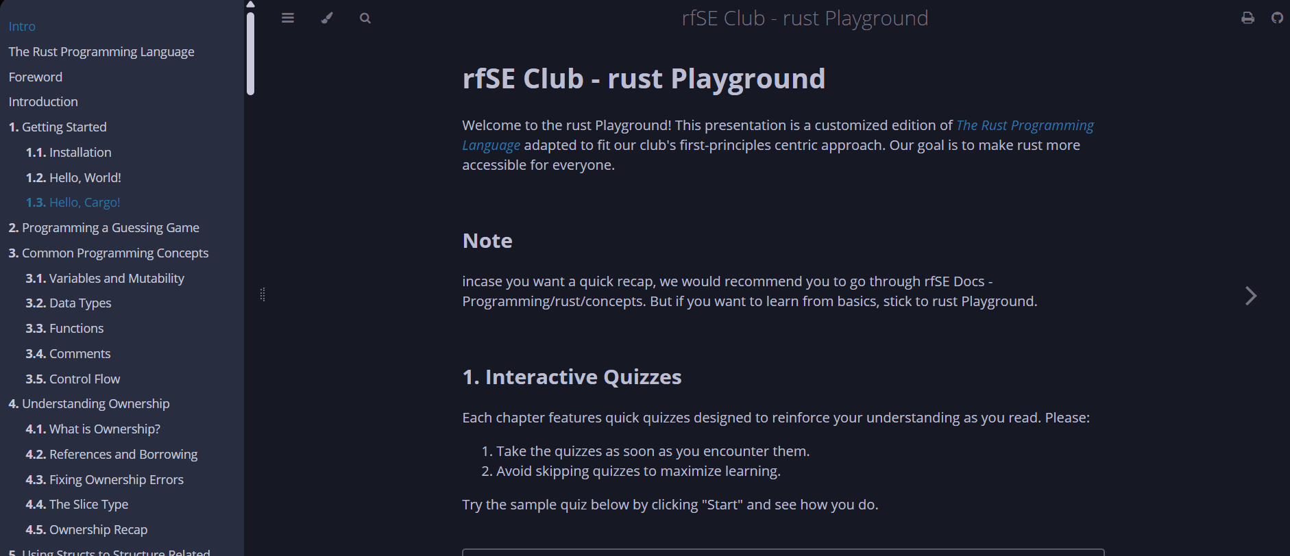 rfSE Rust Playground